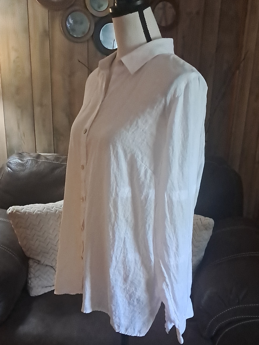 J Jill Love Linen Classic White Linen Button Front Shirt Preppy Resortwear Vacay - Picture 5 of 10